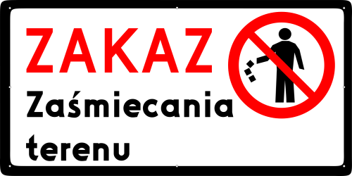 Tabliczka "Zakaz zaśmiecania terenu"